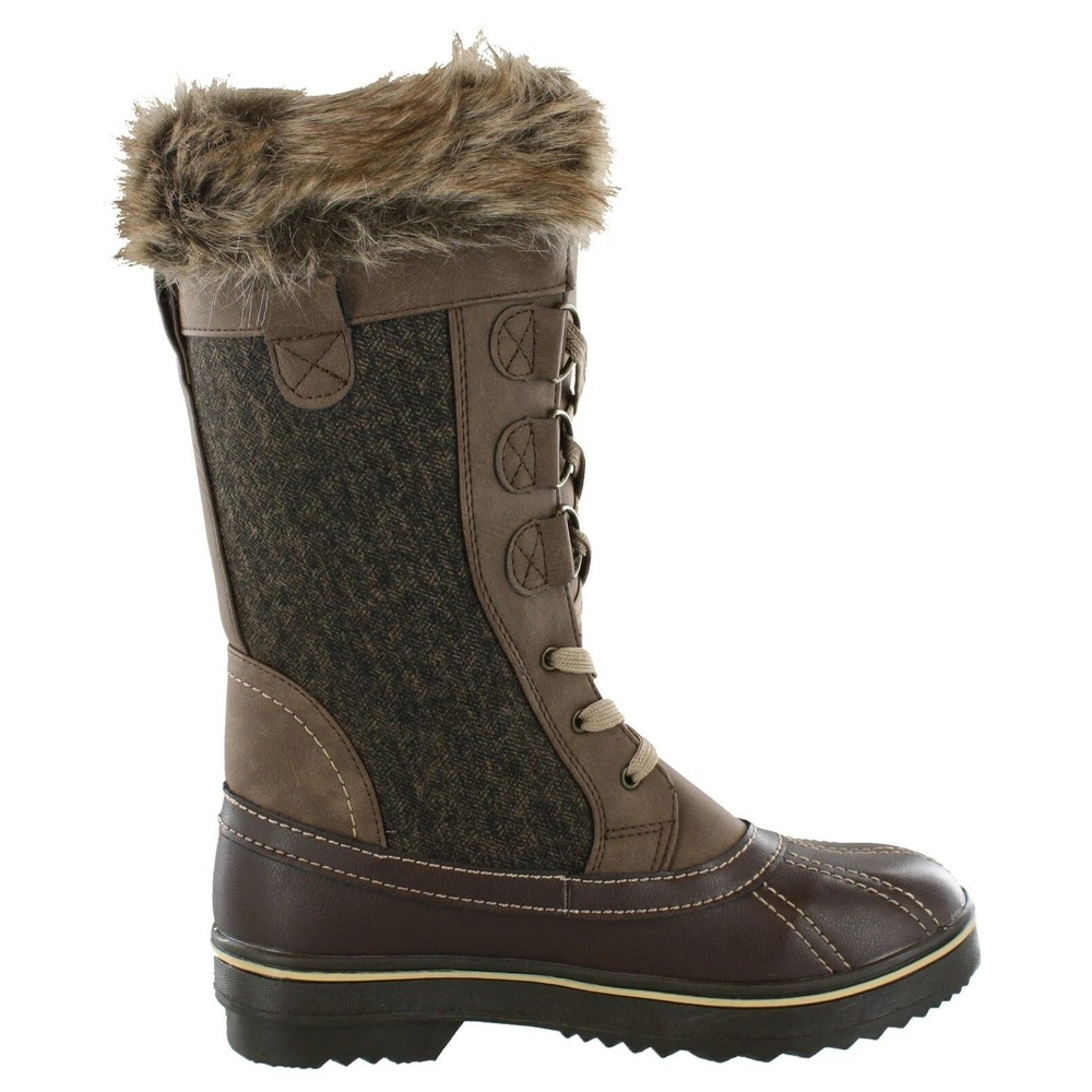 Northside Kathmandu Womens Brown Faux Fur Trim‎ Waterproof Winter Snow Boots 7